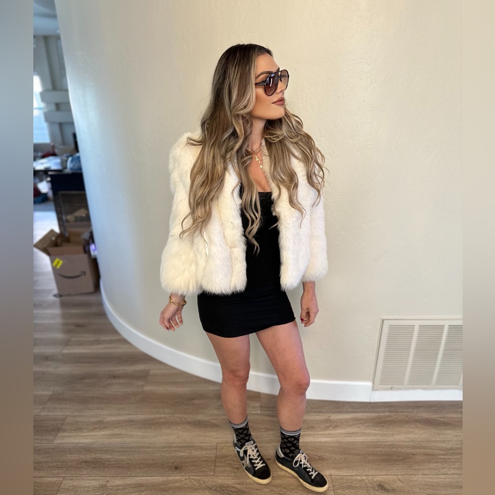 Elegant Cream Fur Jacket authentic vintage